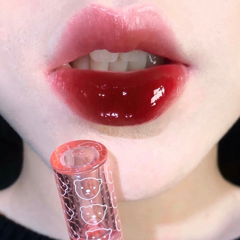 Son tint bóng CAPPUVINI nắp gấu hồng Bubbly Bear siêu lâu trôi