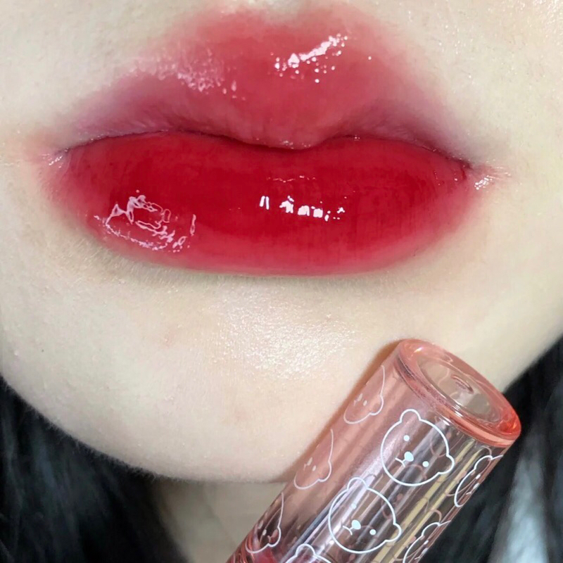 Son tint bóng CAPPUVINI nắp gấu hồng Bubbly Bear siêu lâu trôi