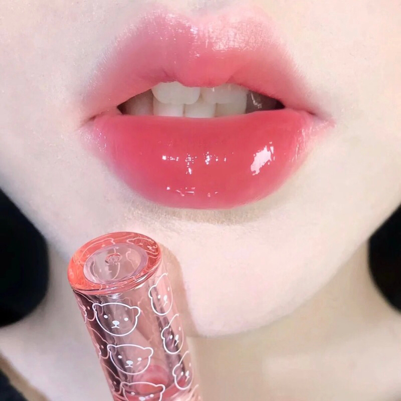 Son tint bóng CAPPUVINI nắp gấu hồng Bubbly Bear siêu lâu trôi