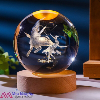 Quà Tặng Sinh Nhật 🎁 🎁 🎁 Quả Cầu Pha Lê Capricorn Crystal Ball 3D LED Cung Ma Kết