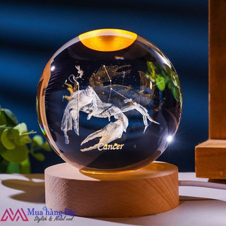 Bộ Quà Tặng Sinh Nhật 🎁 🎁 🎁 Quả Cầu Pha Lê 3D LED Cung Cự Giải Cancer