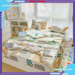 Chiếu điều hòa cao su non bọc chun đệm cao từ 5cm đến 30cm kèm chăn thun lạnh, set 4 món chiếu cao su non nhập khẩu
