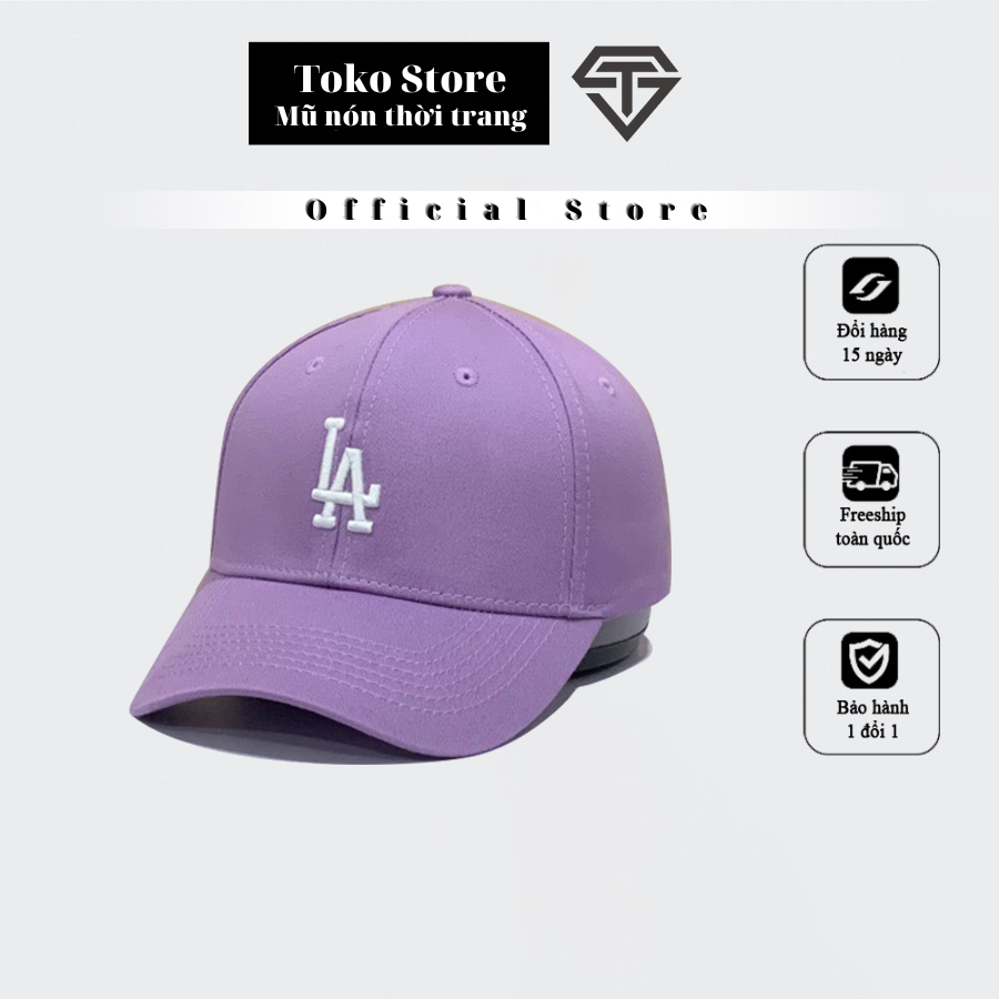 Mũ lưỡi trai Màu tím MLB thêu logo chữ LA siêu HOT,nón kết lưỡi trai phong cách Hàn quốc logo chữ LA, hàng xuất dư.