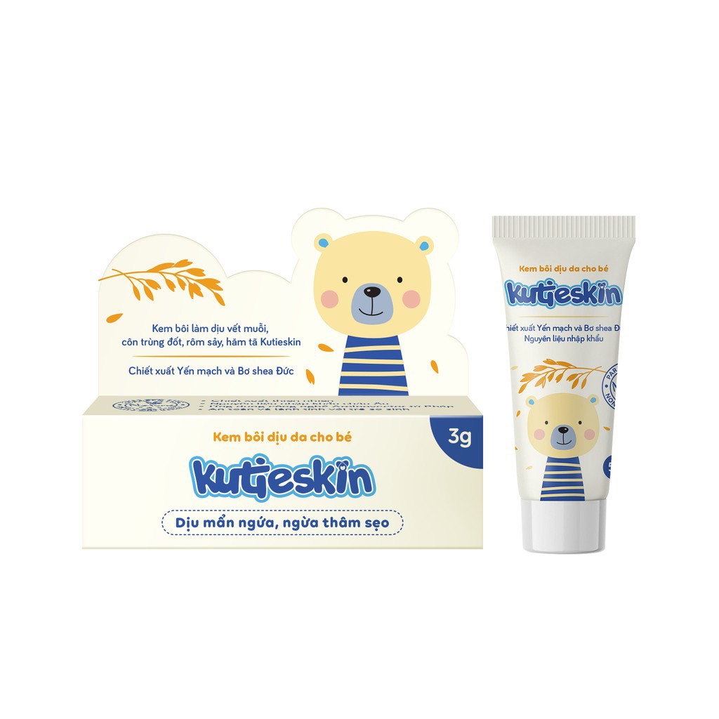 Măng tây baby - Kem Bôi Da cho bé Giảm Mẩn đỏ, Dịu Ngứa nhanh KUTIESKIN Tuýp nhỏ 5g