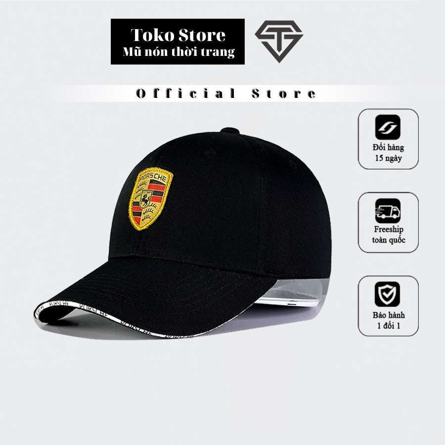 Mũ lưỡi trai, Nón kết đen thêu logo "Porsche" siêu HOT, full hộp.