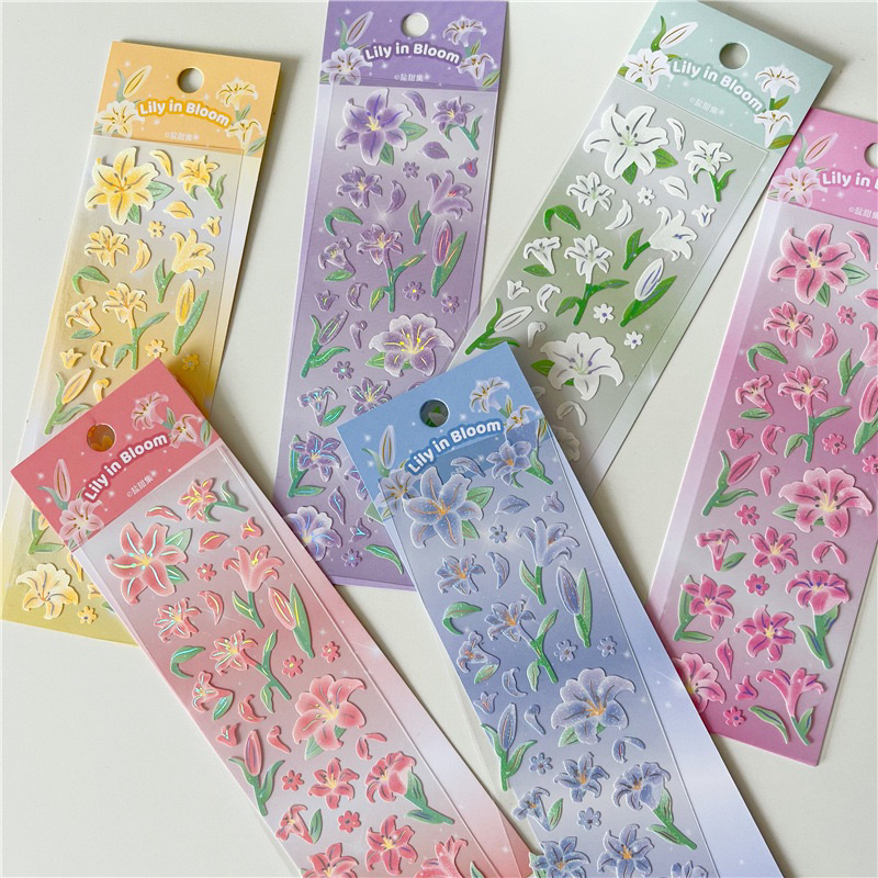 Sticker trang trí hologram hoa tulip hàn quốc sang trọng