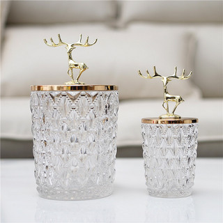 Hũ thủy tinh decor nắp hình hươu đựng bánh kẹo, mứt tết, các loại hạt, trà