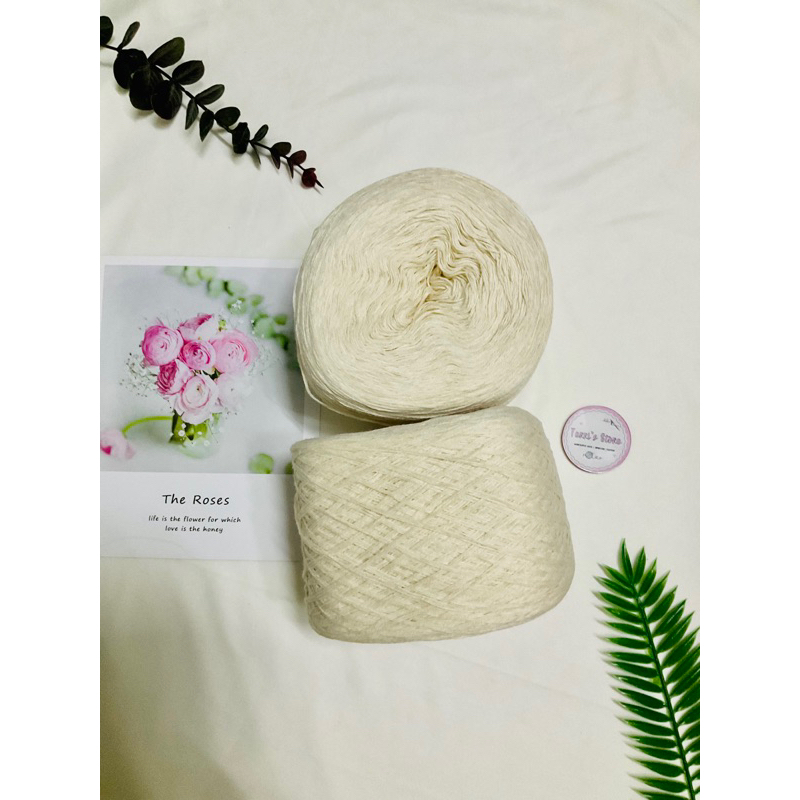 Yarn - Sợi Cotton Hàn Màu kem sữa và Màu be - Sợi chập  - Đan móc áo hè