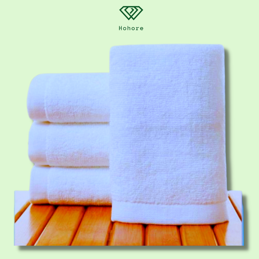 Khăn lau đầu cotton trắng phong phú khăn gội khăn mặt cho khách sạn và spa size: 34cm*82cm, khăn mềm mại, thấm hút tốt