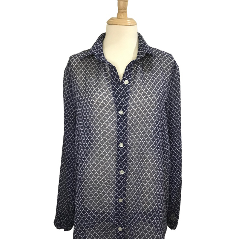 Áo sơ mi voan tay tay dài kẻ ẢNH SHOP CHỤP