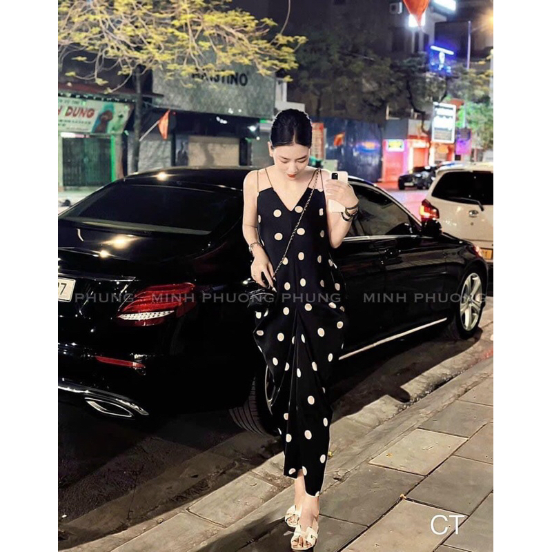 Váy maxi lua chấm bi QCCC