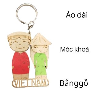 Móc khoá gỗ áo dài Việt Nam , quà tặng lưu niệm - key chains Viêt Nam