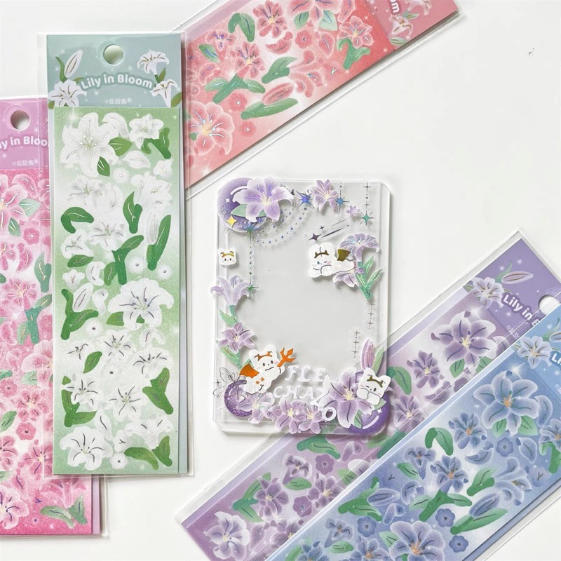 Sticker trang trí hologram hoa tulip hàn quốc sang trọng