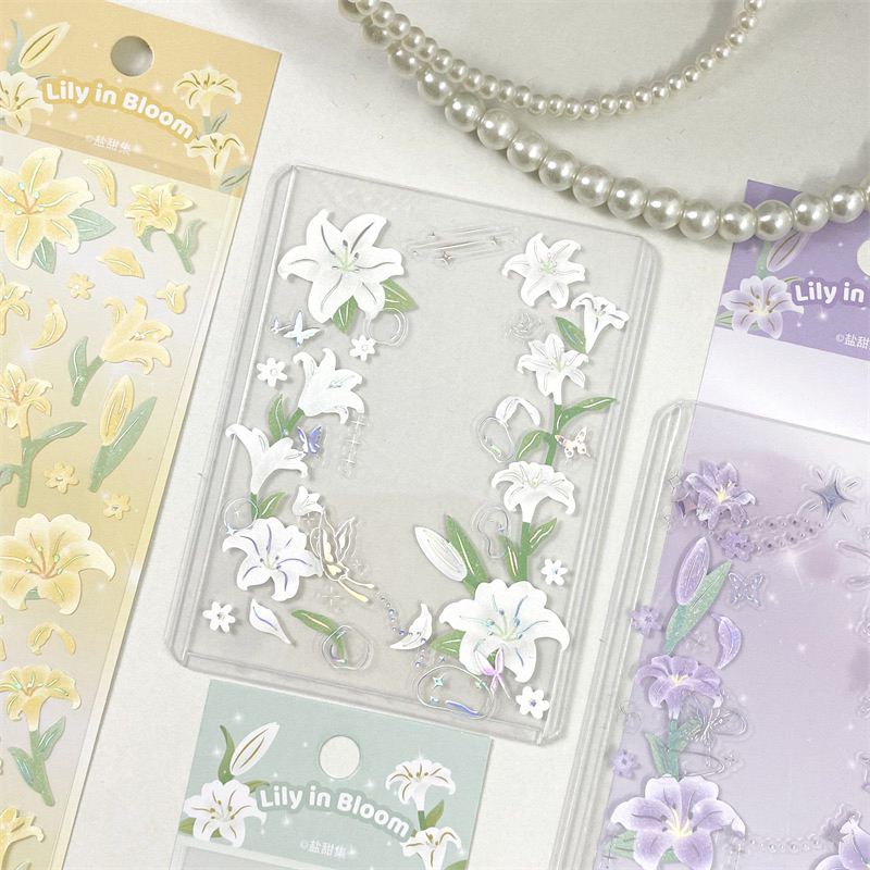 Sticker trang trí hologram hoa tulip hàn quốc sang trọng