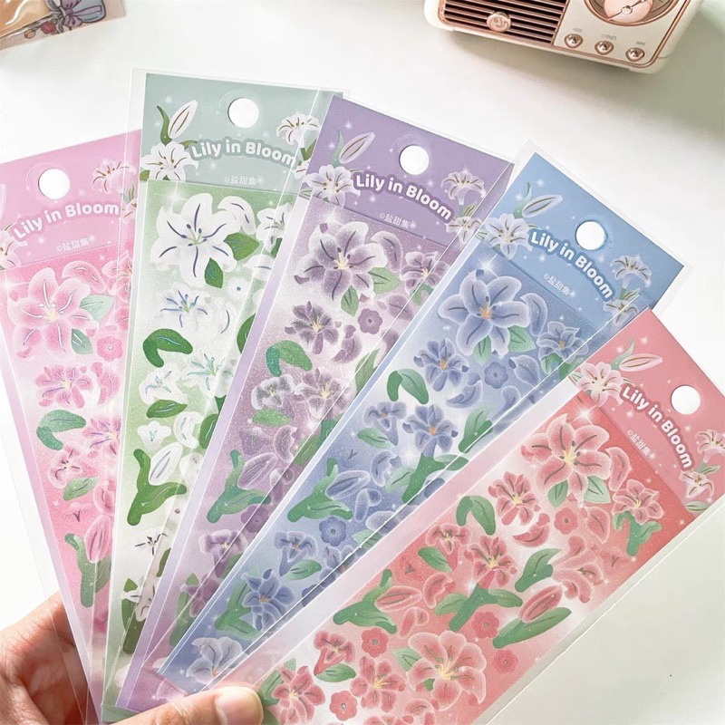 Sticker trang trí hologram hoa tulip hàn quốc sang trọng