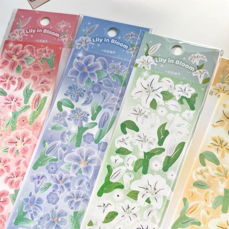 Sticker trang trí hologram hoa tulip hàn quốc sang trọng