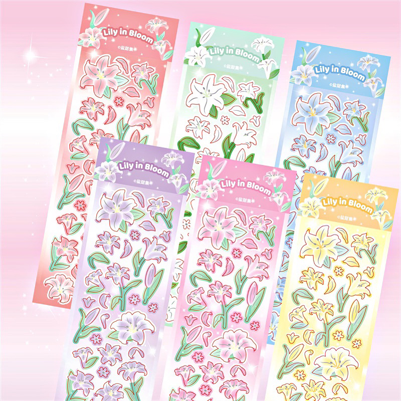 Sticker trang trí hologram hoa tulip hàn quốc sang trọng