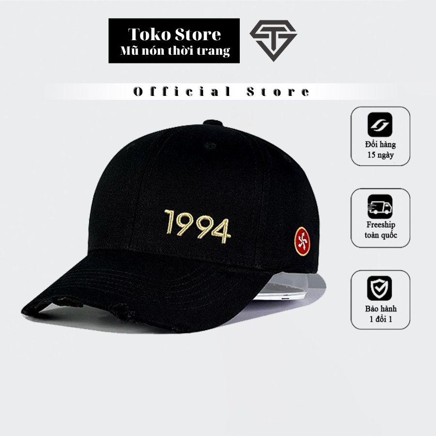 Mũ lưỡi trai, Nón kết đen thêu logo nổi năm 1994 dành cho nam nữ Free size