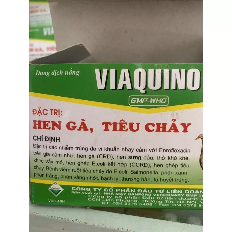 Viaquino 100 lọ 10ml Hen gà, tiêu chảy gà đá, gà chọi, chim cảnh, vịt, ngan, cút