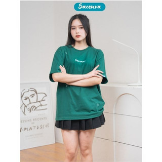 Áo thun nữ Sacenva form rộng 100% cotton Premium basic tee AT01