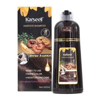Dầu gội phủ bạc thảo dược nâu - đen karseell, dầu gội nhuộm tóc karseell hair dye shampoo 500ml