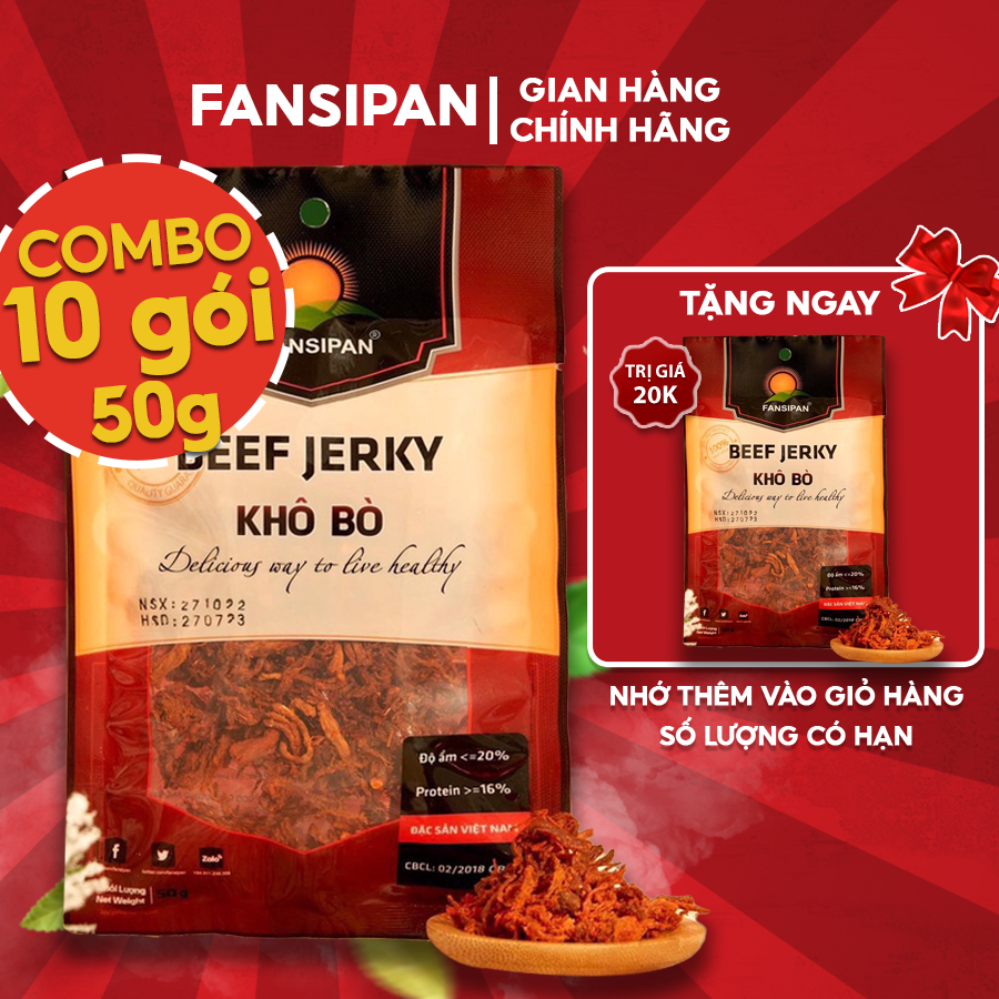 Khô Bò Sợi 50g Fansipan An Toàn Vệ Sinh Thực Phẩm