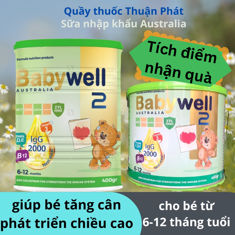 Sữa bột y tế nhập khẩu úc công thức dinh dưỡng dành cho bé từ 6 đến 12 tháng tuổi babywell 2 lon 800g/400g