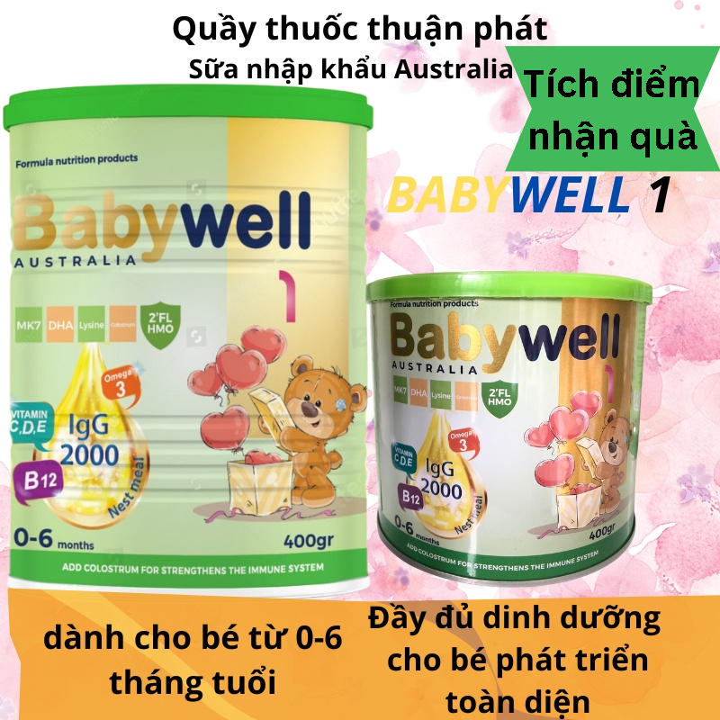 Sữa bột y tế nhập khẩu úc công thức dinh dưỡng dành cho bé từ 0 đến 6 tháng tuổi babywell 1 lon 800g/400g