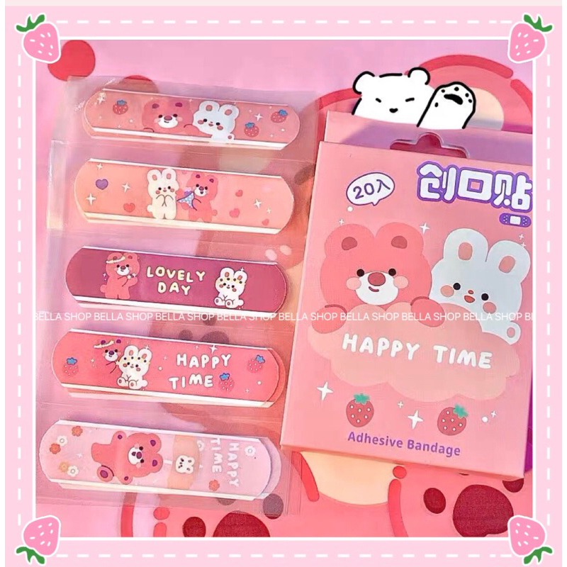 Hộp 20 Miếng Băng Cá Nhân Chống Nước Bảo Vệ Vết Thương Hoạ Tiết Hoạt Hình Dễ Thương