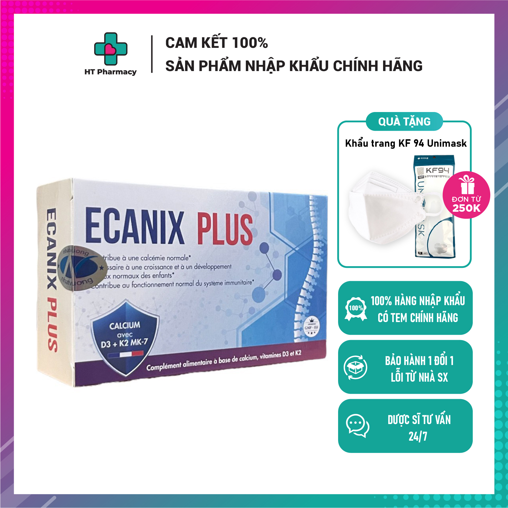 Viên uống bổ sung Canxi Ecanix Plus (hộp 60 viên)