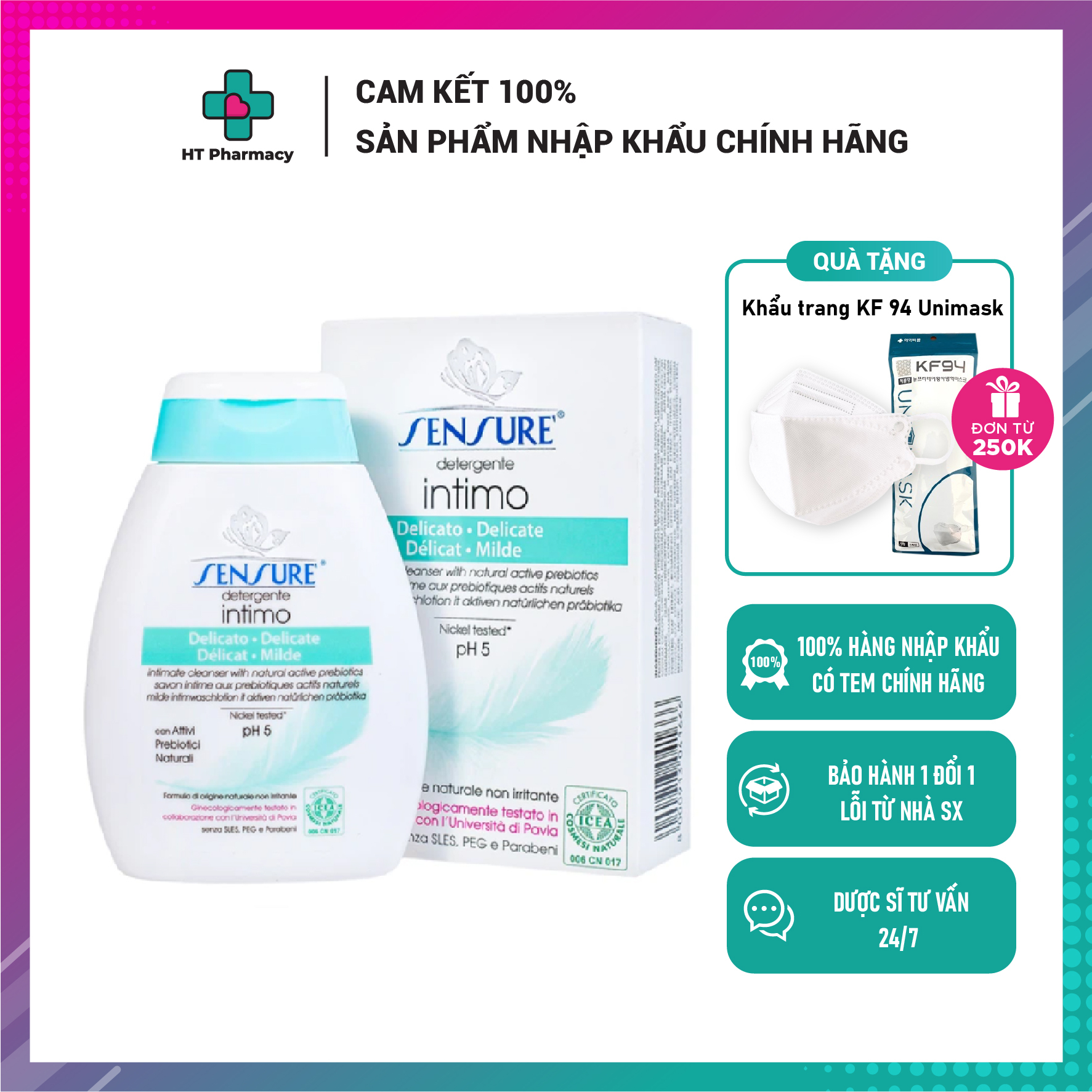 Dung Dịch Vệ Sinh Sensure Detergente Intimo - Italia