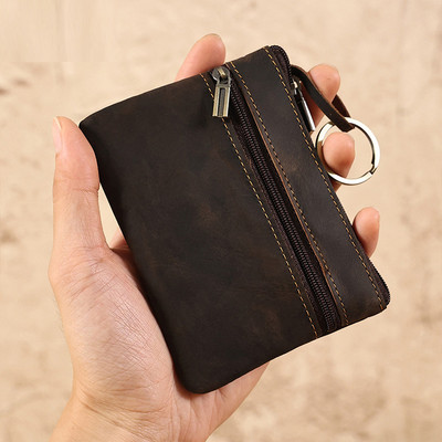 Ví nam nữ  DA BÒ THẬT đựng tiền đựng thẻ card tiền xu có thể dùng làm móc gắn chìa khóa chống thấm nước VNA1014 BEE GEE