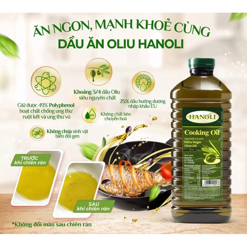 Dầu oliu nấu ăn HANOLI - Nhập khẩu chính hãng Hy Lạp