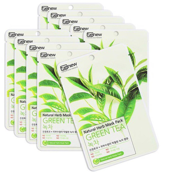 Mặt nạ trà xanh, lô hội, collagen Benew Hàn quốc chính hãng, xoá mụn, sạch da, sạch dầu nhờn 22g/cái