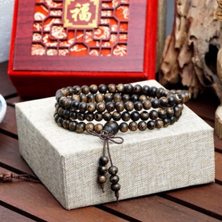 Chuỗi Tràng Size Nữ 6 ly 108 Hạt Trầm Hương Sánh Chìm Việt- Vòng Tay Phong Thủy - Trầm Hương Bình An