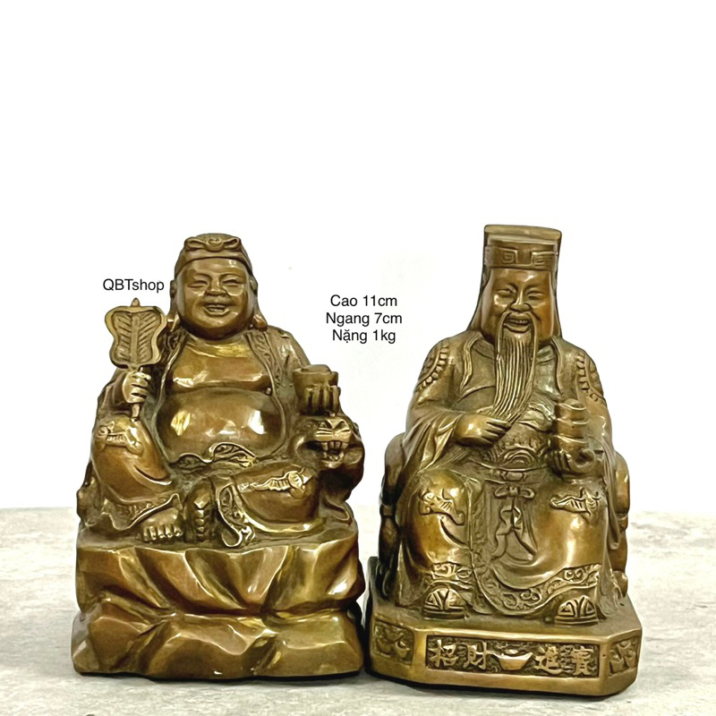 Bộ thần tài và thổ địa nhỏ bằng đồng phong thuỷ