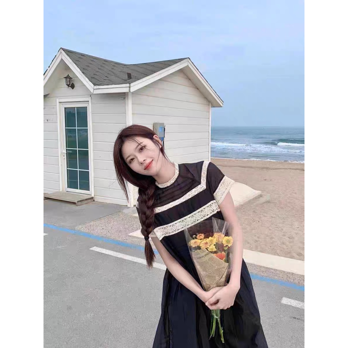 ✨BÁN SỈ✨SET VÁY ĐEN SUÔNG PHỐI REN KÈM lót rời 2 dây