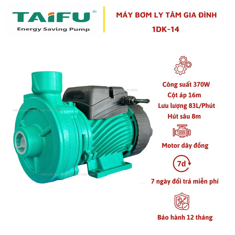 Máy bơm nước ly tâm 370W  TAIFU 1DK-14 - Bảo hành 1 năm