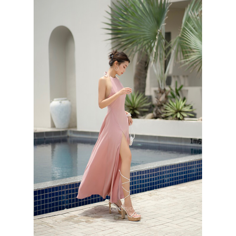 OLIB I Đầm yếm hở lưng xẻ tà - Cerasoides Dress