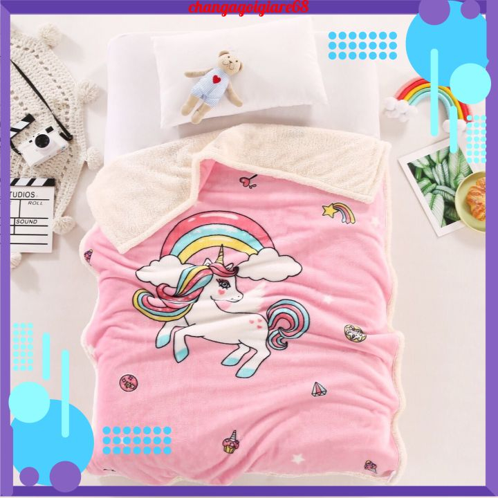 Chăn lông cừu mini 100cm x 140 cm hình con vật cho bé- loại 1