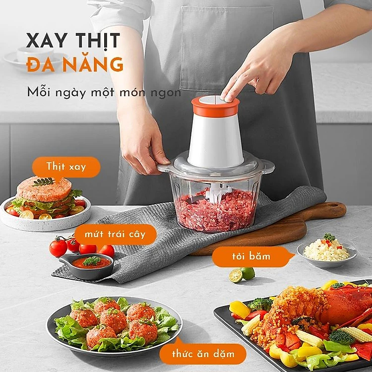 [Quà tặng không bán] Máy xay thịt thực phẩm đa năng Colosmulti 2L (Nhựa - Tô Nhựa) - 300W