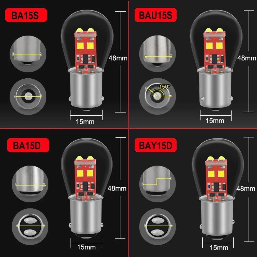 1 Chiếc P21W 1156 BA15S BAU15S 1157 BAY15D đèn phanh ô tô, đèn hậu, đèn lùi 12V siêu sáng 6smd 3030