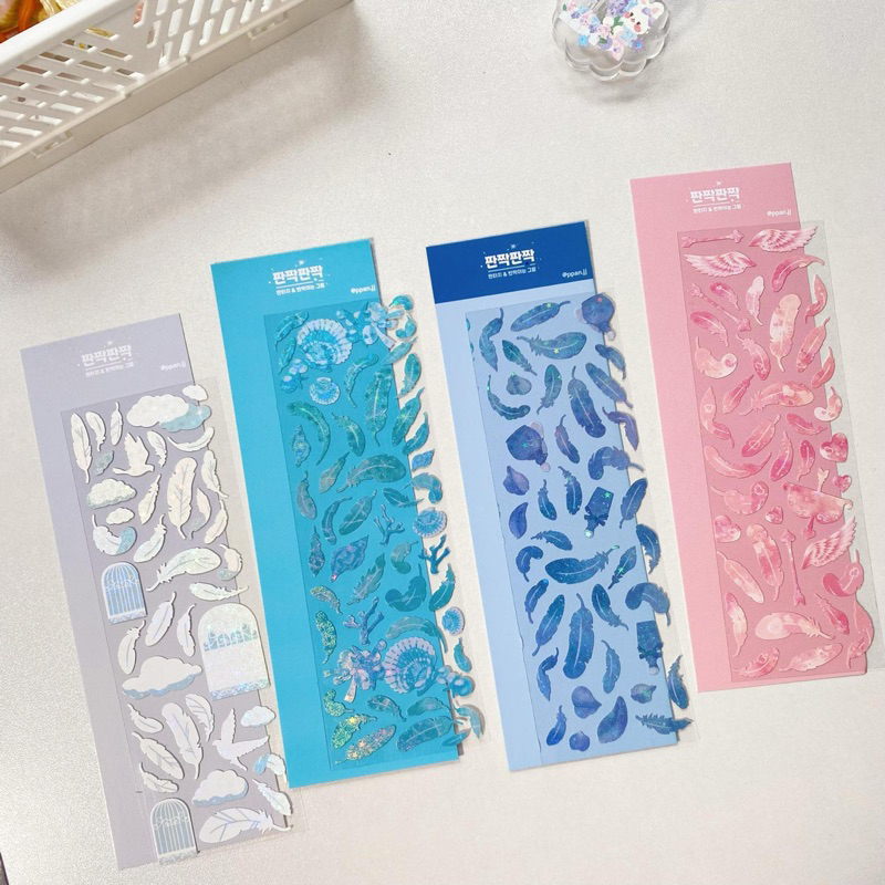 Sticker trang trí họa tiết lông vũ hologram hàn quốc các loại giá rẻ
