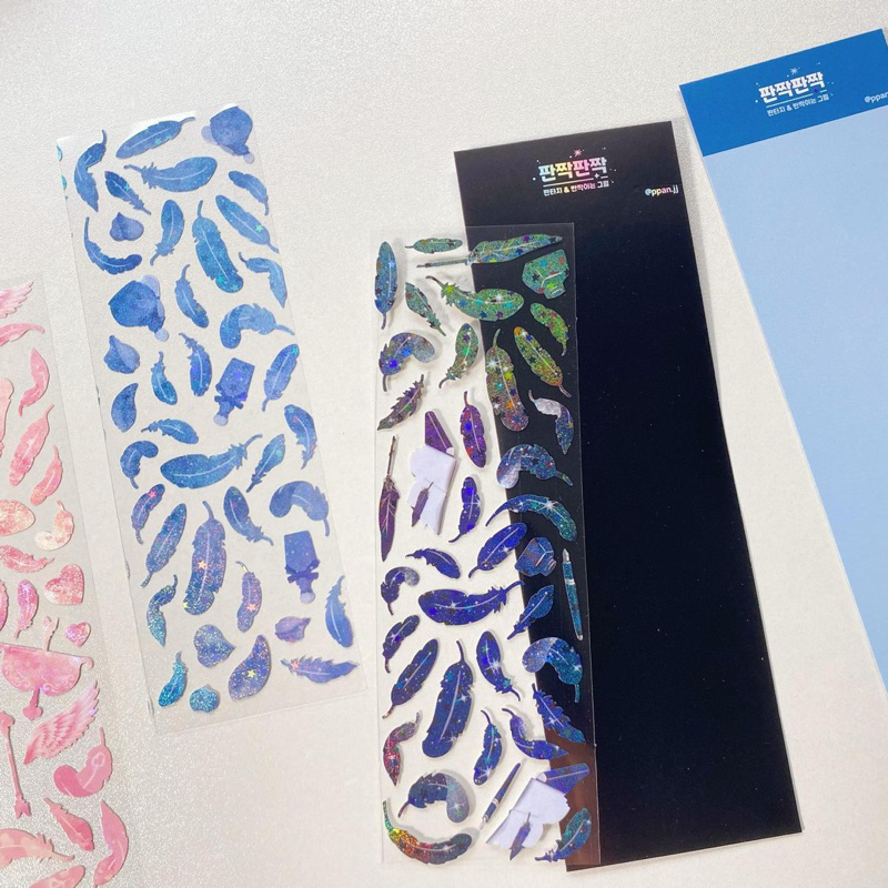 Sticker trang trí họa tiết lông vũ hologram hàn quốc các loại giá rẻ