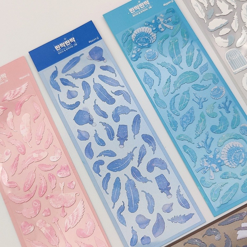 Sticker trang trí họa tiết lông vũ hologram hàn quốc các loại giá rẻ