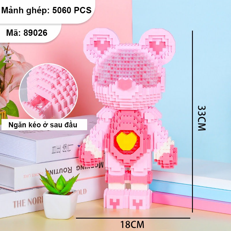 Lego 3D Cosmos mảnh trơn cỡ lớn 33cm, đồ chơi lắp ráp gấu cosmos Tặng BÚA ĐÈN cực chất hàng xinz cao cấp
