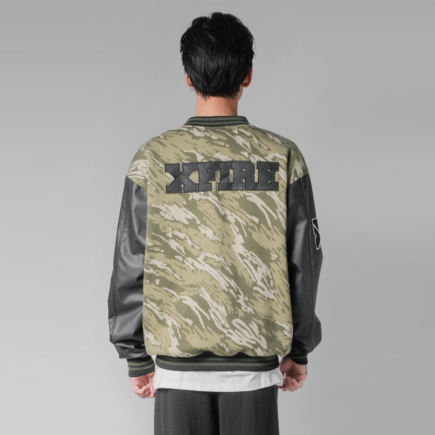Áo Khoác Bóng Chày Boomber Varsity 2 lớp màu rằn ri camo xanh Xfire Vietnam