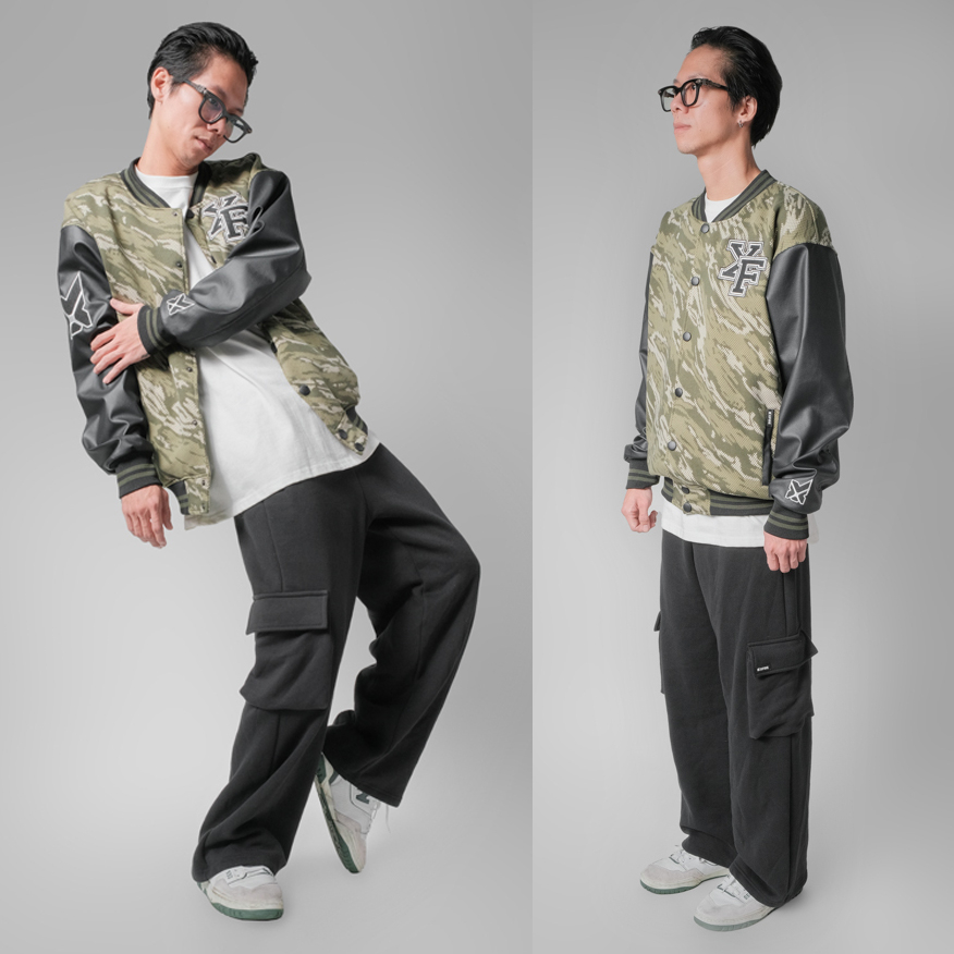 Áo Khoác Bóng Chày Boomber Varsity 2 lớp màu rằn ri camo xanh Xfire Vietnam