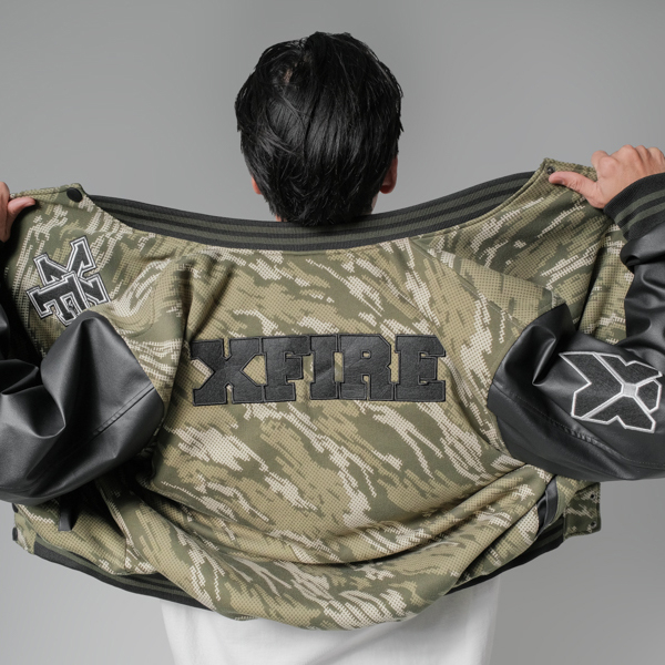 Áo Khoác Bóng Chày Boomber Varsity 2 lớp màu rằn ri camo xanh Xfire Vietnam