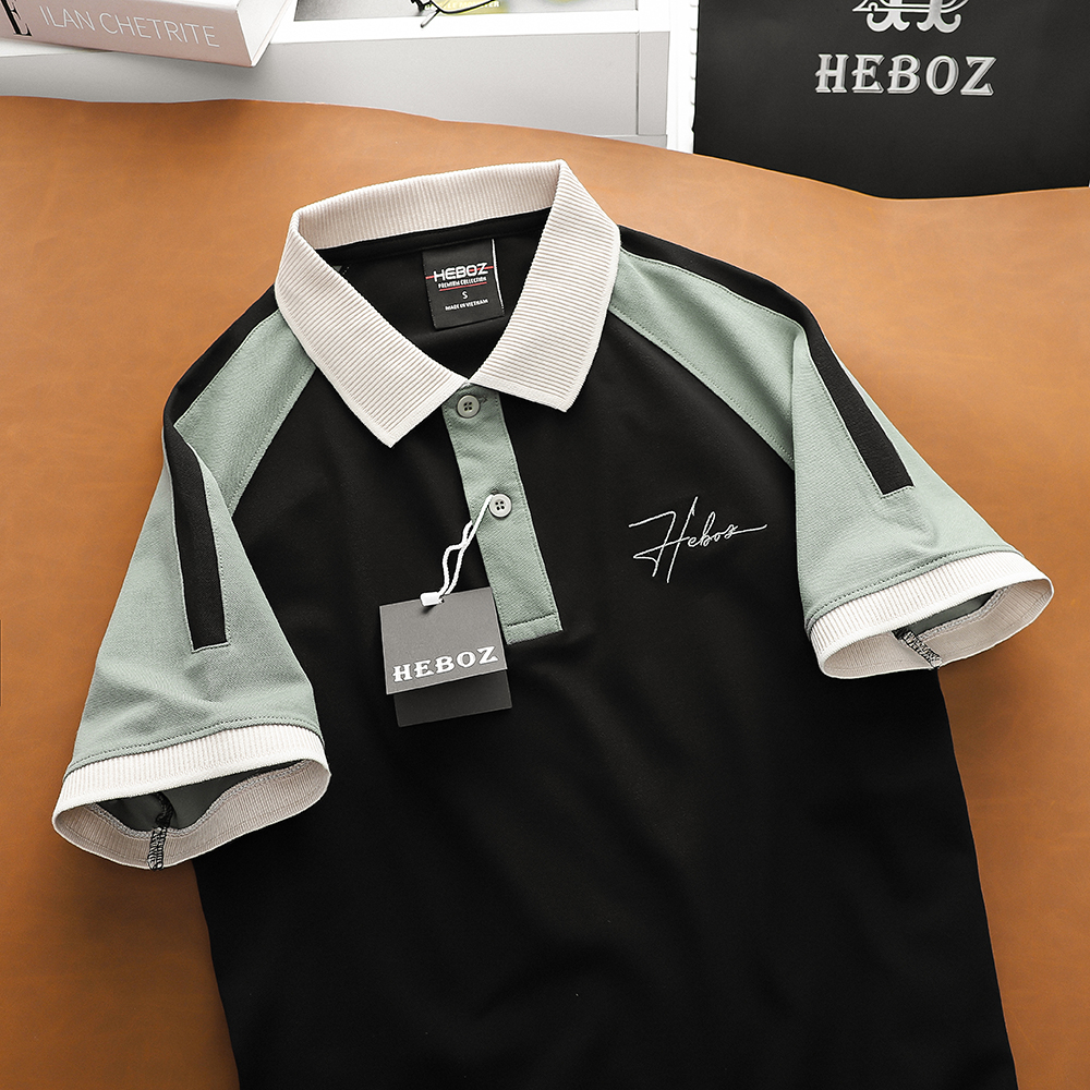 Áo polo, áo thun nam có cổ raglan phối màu chi tiết Heboz 3M - 00001536